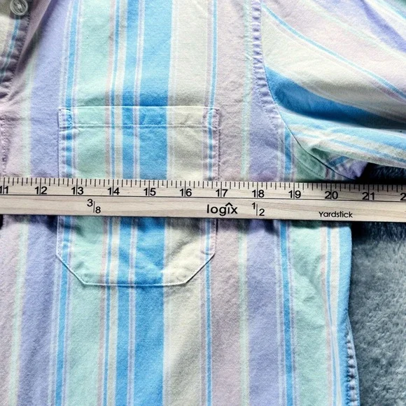 L.L.Bean Preppy Women's Med. Pastel Stripe Button Down Shirt Cotton Long Sleeve - Picture 9 of 14